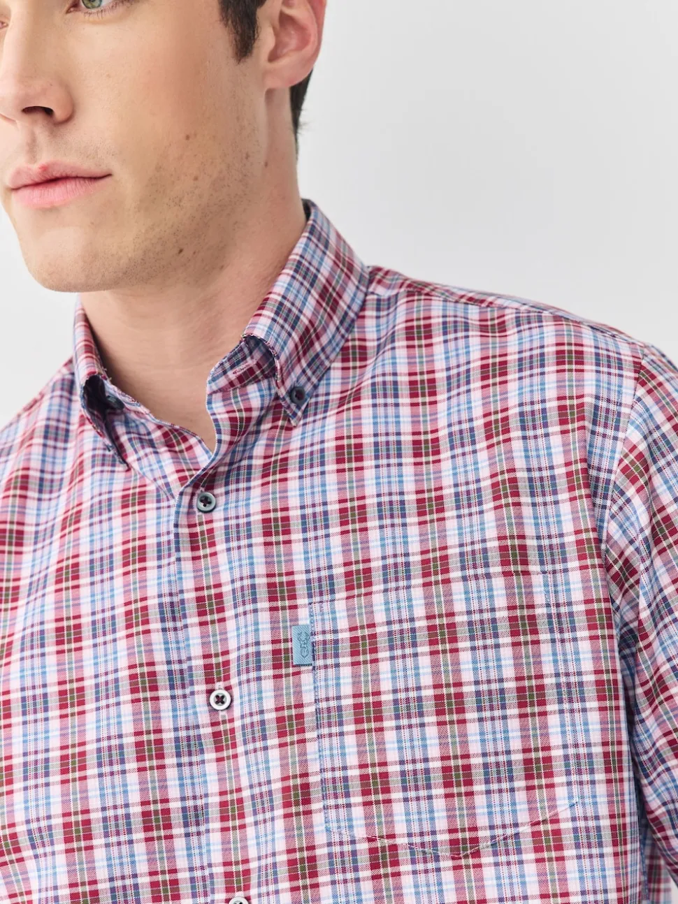 Pink Check Regular Fit Easy Iron Button Down Oxford Shirt