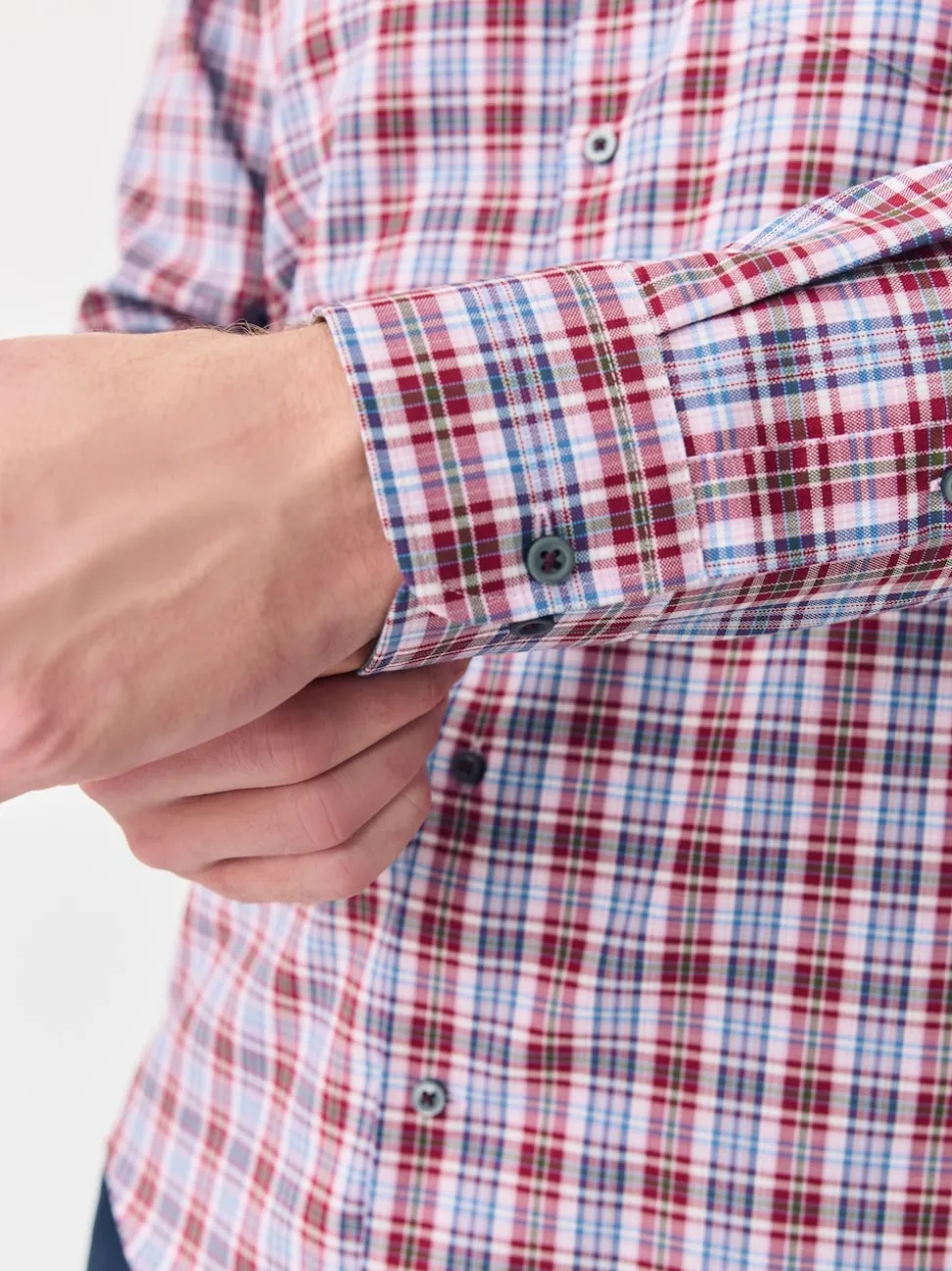 Pink Check Regular Fit Easy Iron Button Down Oxford Shirt