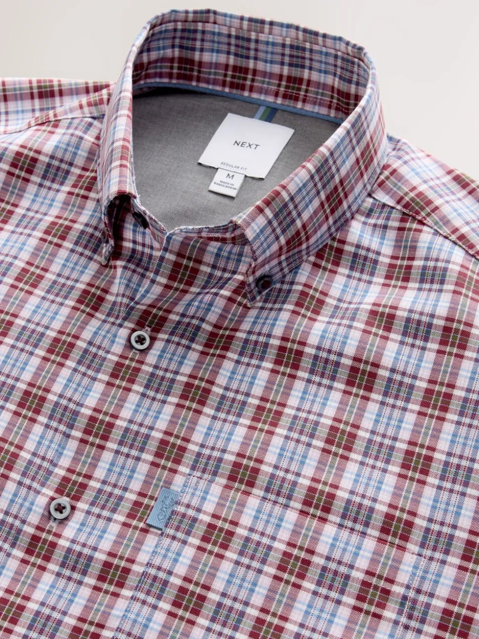 Pink Check Regular Fit Easy Iron Button Down Oxford Shirt