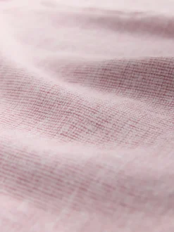 Pink Grandad Collar Cotton Linen Blend Short Sleeve Shirt