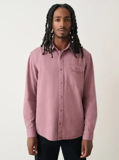 Pink Long Sleeve Garment Dyed Oxford Shirt
