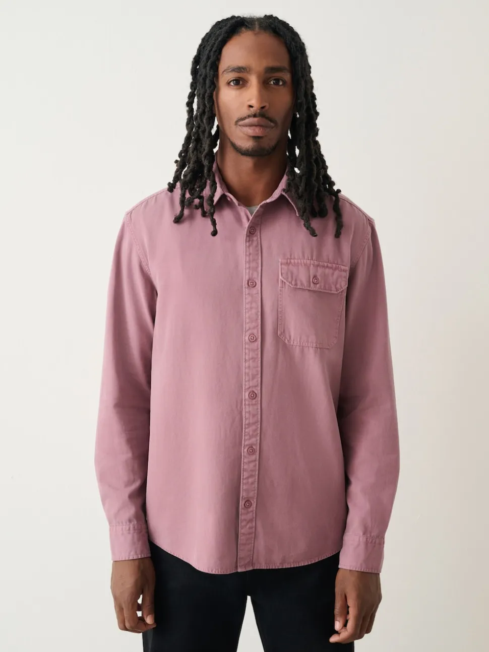 Pink Long Sleeve Garment Dyed Oxford Shirt