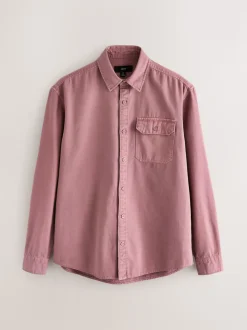 Pink Long Sleeve Garment Dyed Oxford Shirt
