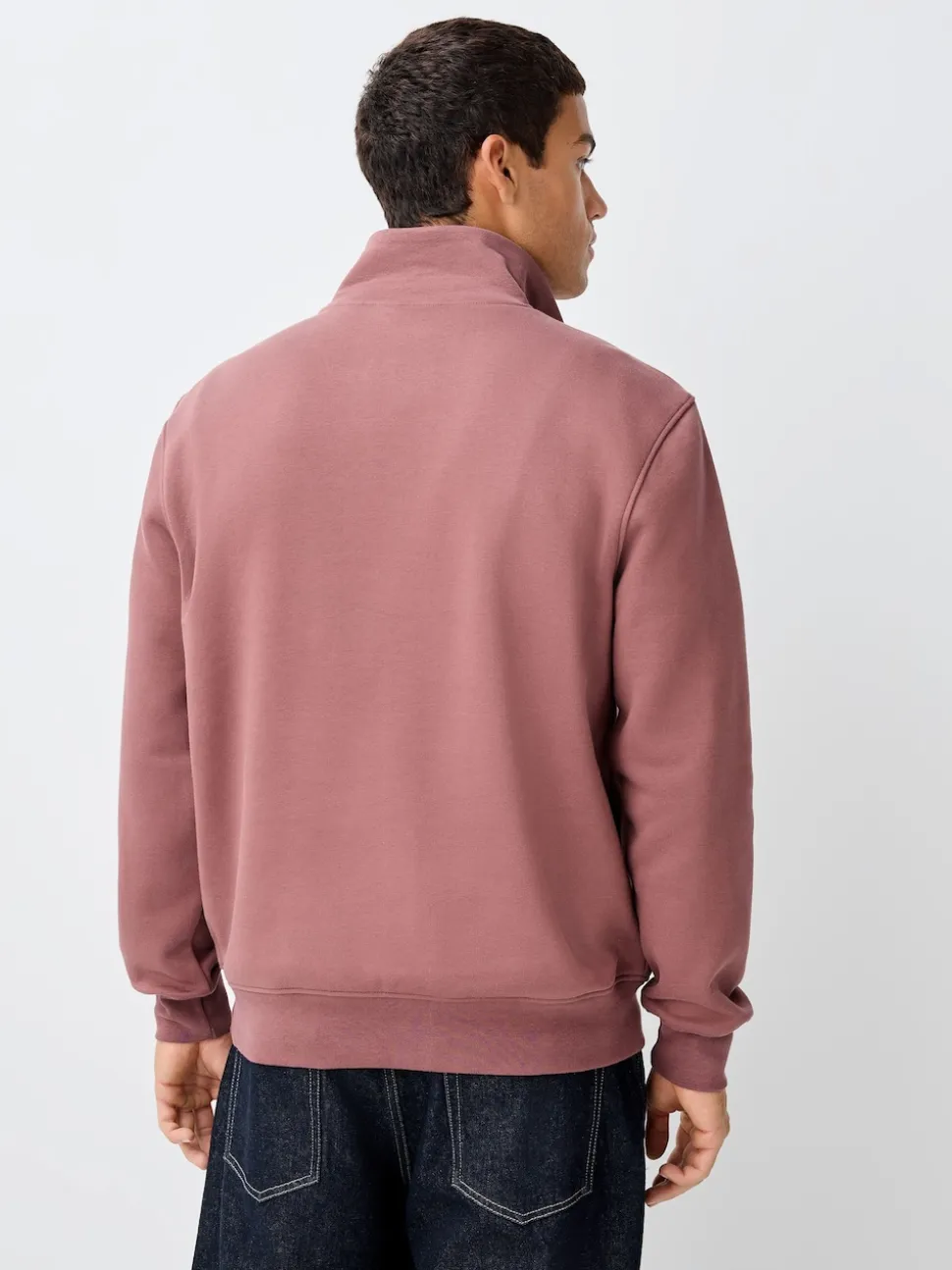 Pink Quarter Zip Cotton Rich Jersey Sweatshirt