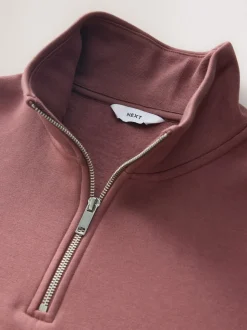 Pink Quarter Zip Cotton Rich Jersey Sweatshirt