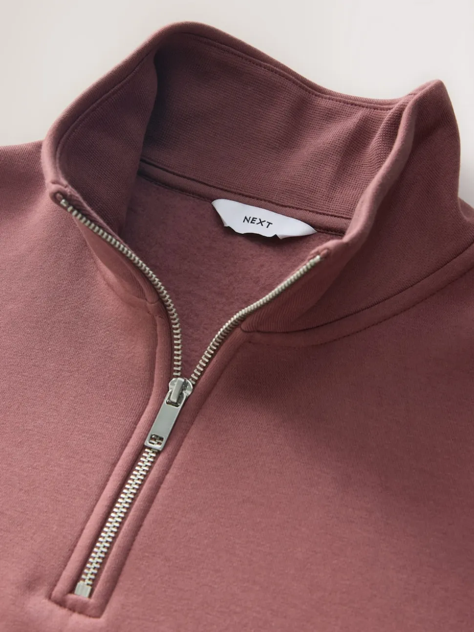 Pink Quarter Zip Cotton Rich Jersey Sweatshirt