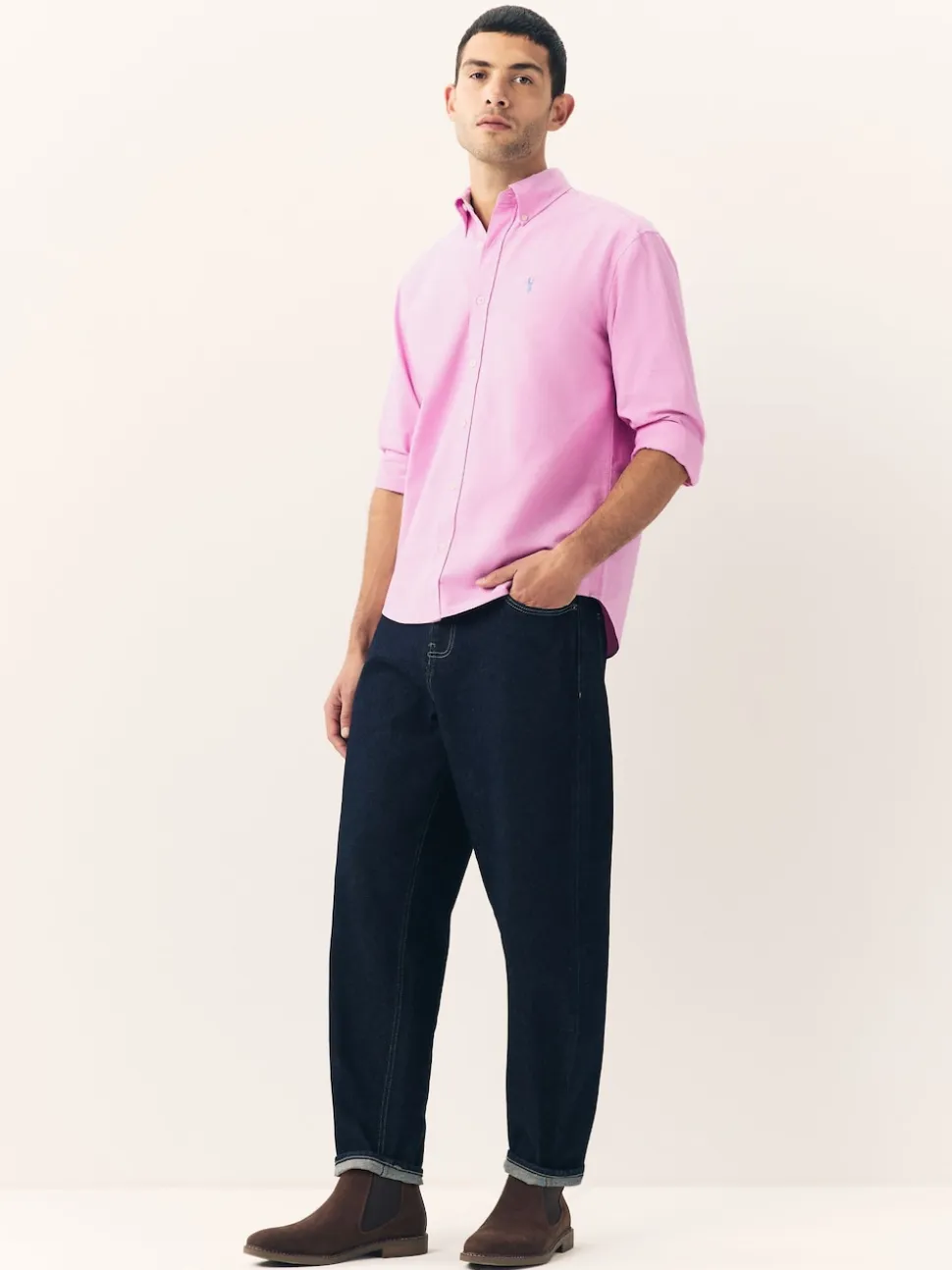 Pink Regular Fit Long Sleeve Oxford Shirt