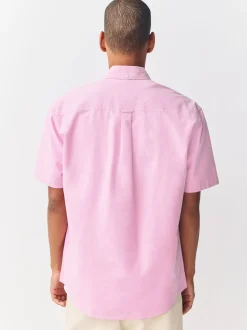 Pink Regular Fit Short Sleeve Oxford Shirt