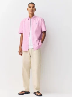 Pink Regular Fit Short Sleeve Oxford Shirt