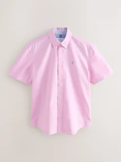 Pink Regular Fit Short Sleeve Oxford Shirt
