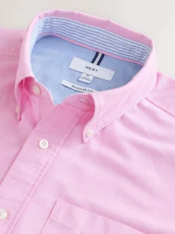 Pink Regular Fit Short Sleeve Oxford Shirt