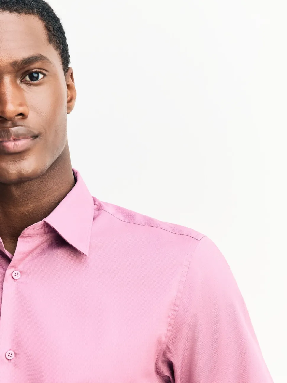 Pink Slim Fit Easy Care Textured Single Cuff Smart Shirt