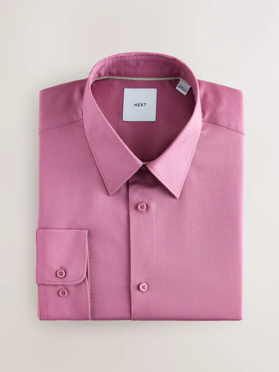 Pink Slim Fit Easy Care Textured Single Cuff Smart Shirt