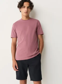 Pink Slim Fit Essential Crew Neck Cotton T-Shirt