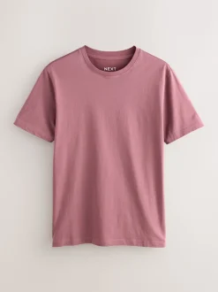 Pink Slim Fit Essential Crew Neck Cotton T-Shirt