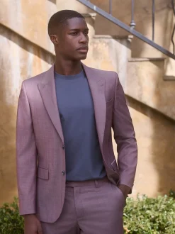 Pink Slim Fit Signature Cerutti 100% Italian Wool Suit Jacket