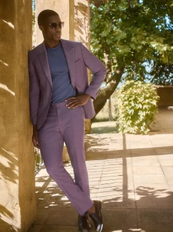 Pink Slim Fit Signature Cerutti 100% Italian Wool Suit Jacket