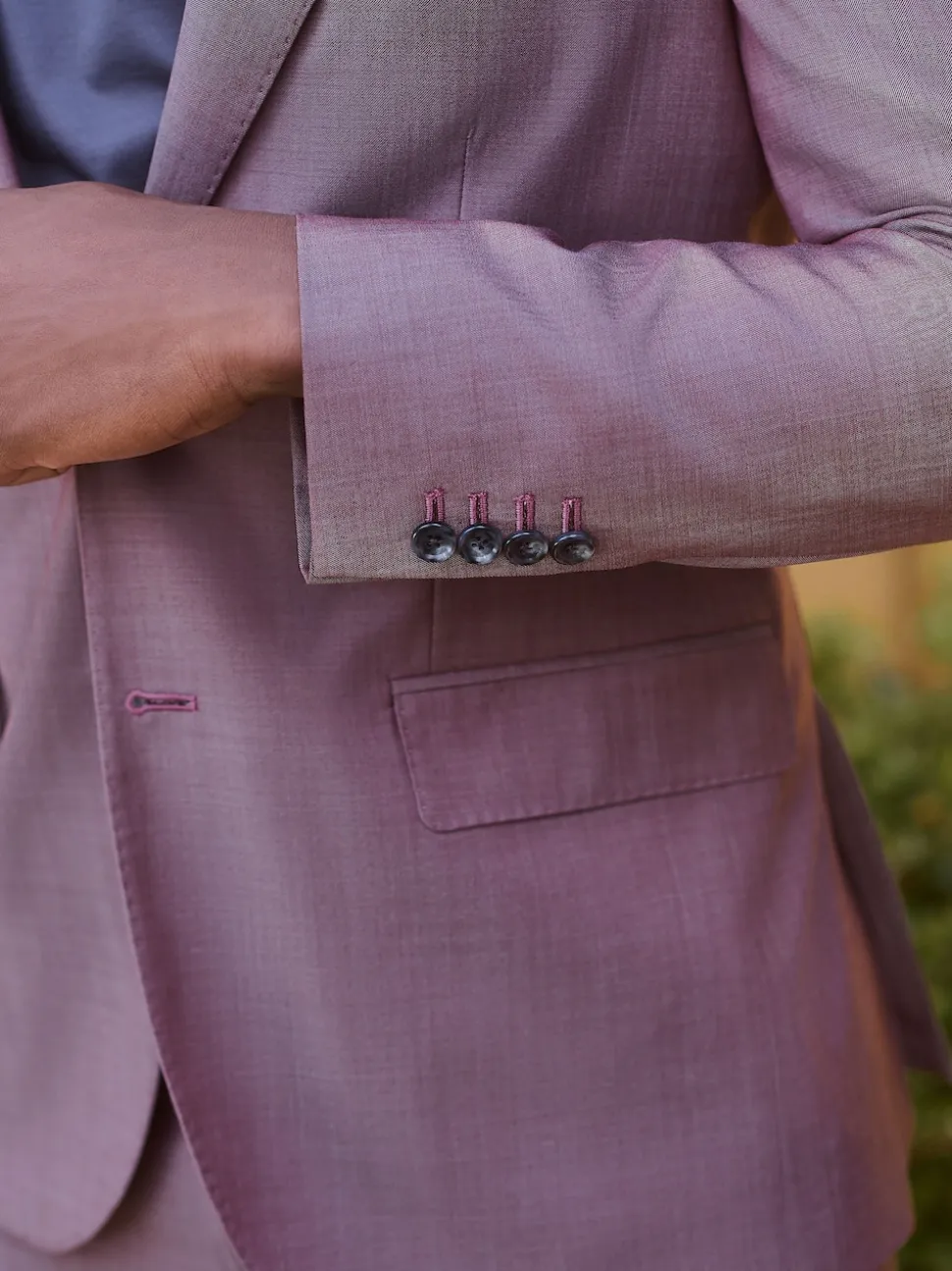 Pink Slim Fit Signature Cerutti 100% Italian Wool Suit Jacket