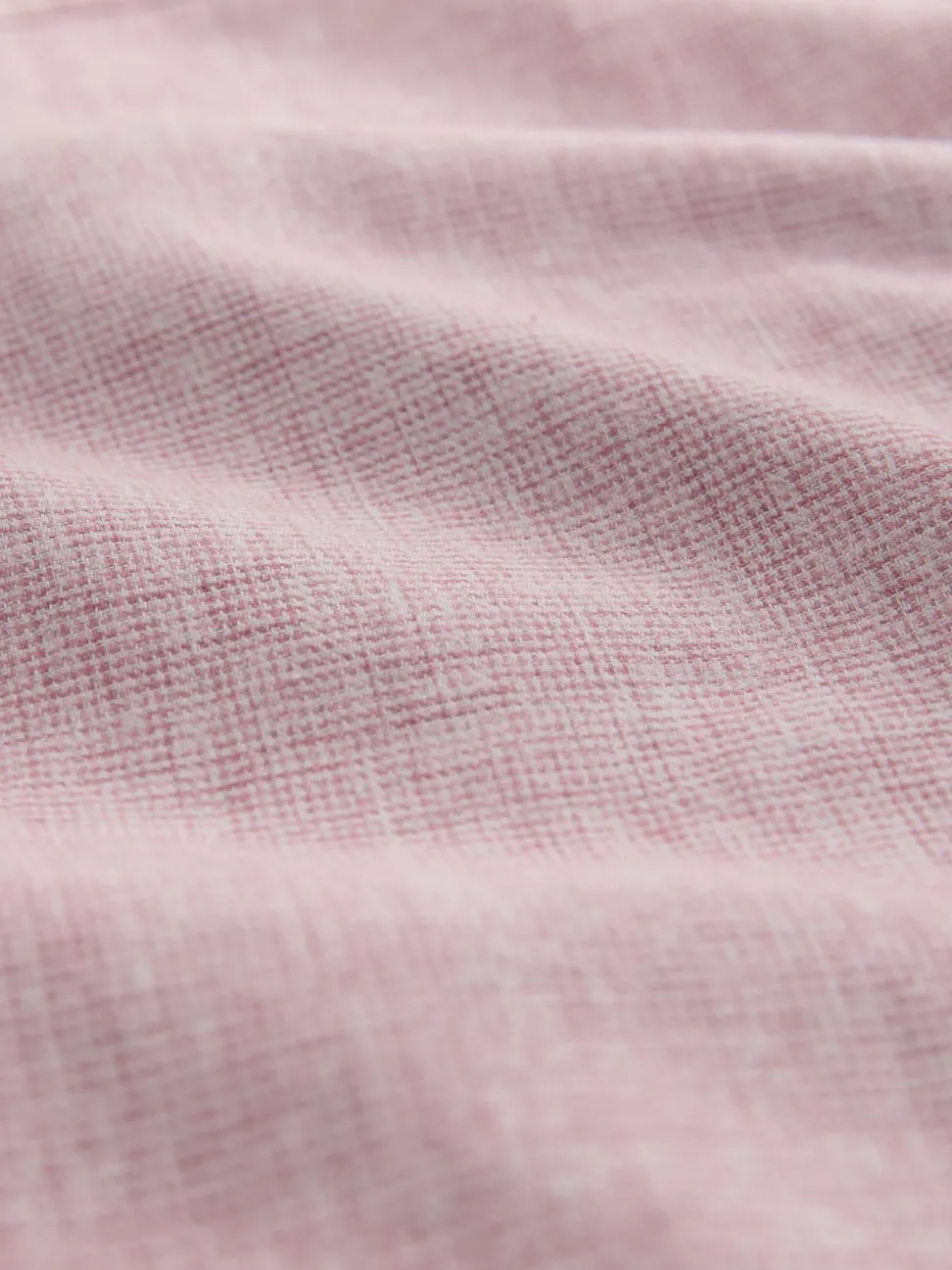 Pink Standard Collar Cotton Linen Blend Short Sleeve Shirt