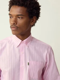 Pink Stripe Regular Fit Easy Iron Button Down Oxford Shirt
