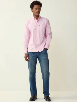 Pink Stripe Regular Fit Easy Iron Button Down Oxford Shirt