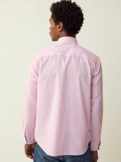 Pink Stripe Regular Fit Easy Iron Button Down Oxford Shirt