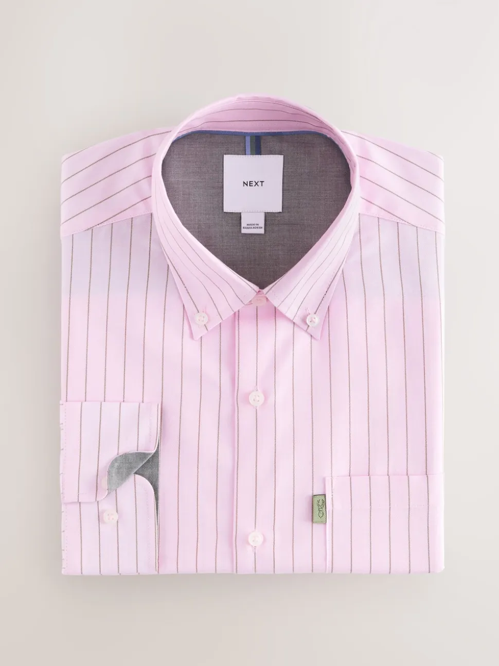 Pink Stripe Regular Fit Easy Iron Button Down Oxford Shirt