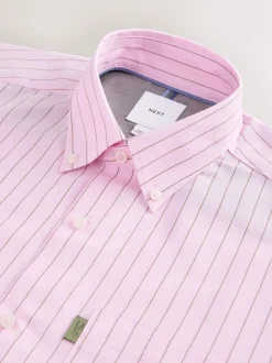 Pink Stripe Regular Fit Easy Iron Button Down Oxford Shirt