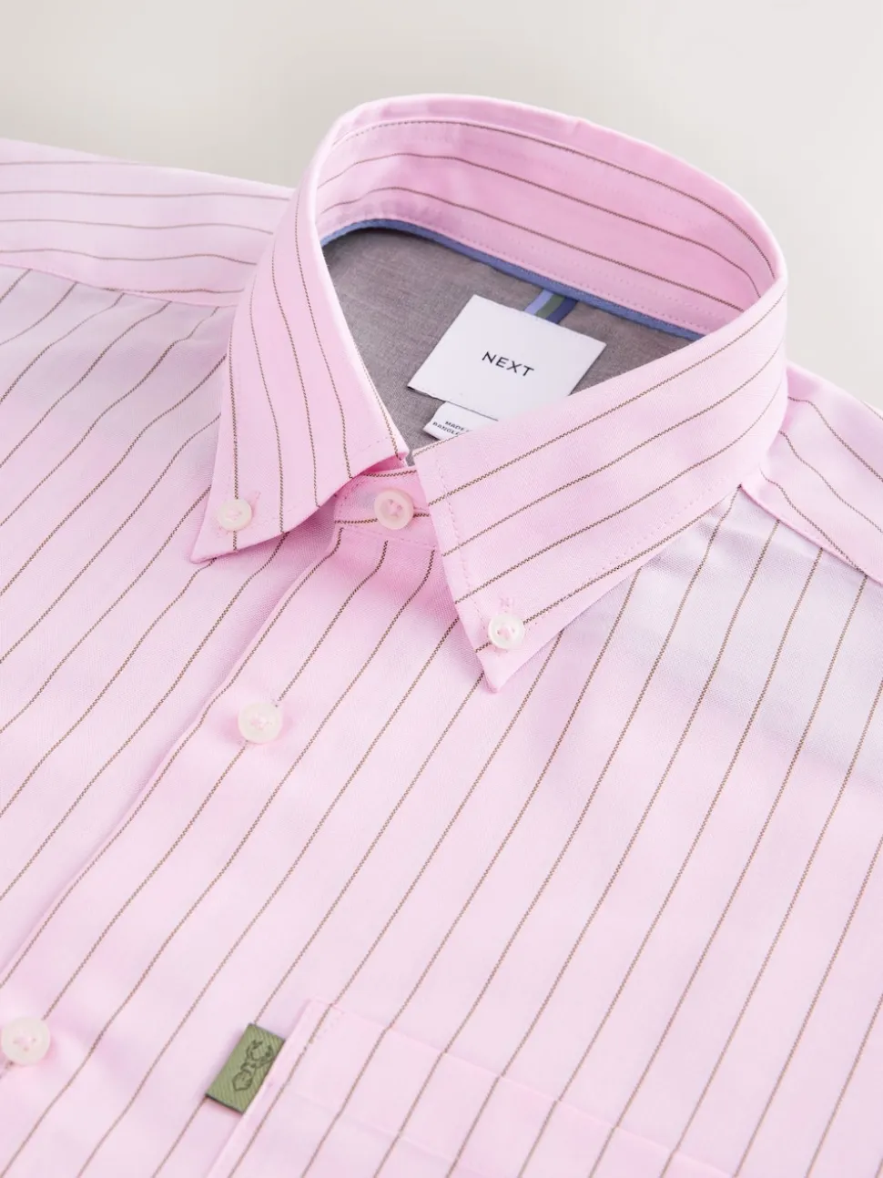 Pink Stripe Regular Fit Easy Iron Button Down Oxford Shirt