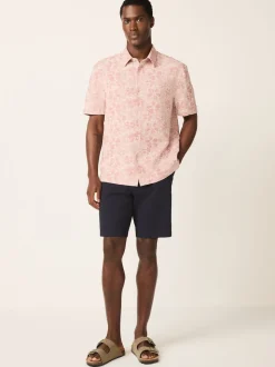 Pink Textured Floral Print Short Sleeve Shirt