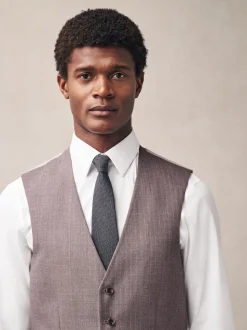 Pink Textured Suit Waistcoat