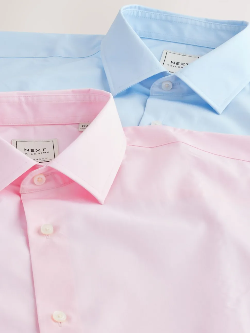 Pink/Blue Regular Fit Easy Care Long Sleeve Single Cuff Smart Shirts 2 Pack
