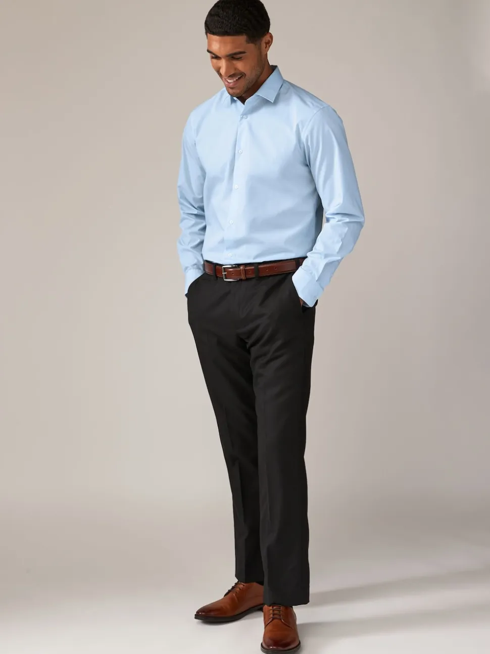 Pink/Blue Regular Fit Easy Care Long Sleeve Single Cuff Smart Shirts 2 Pack