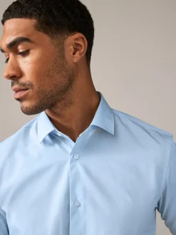 Pink/Blue Regular Fit Easy Care Long Sleeve Single Cuff Smart Shirts 2 Pack
