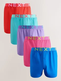Pink/Red/Green Loose Boxers 5 Pack