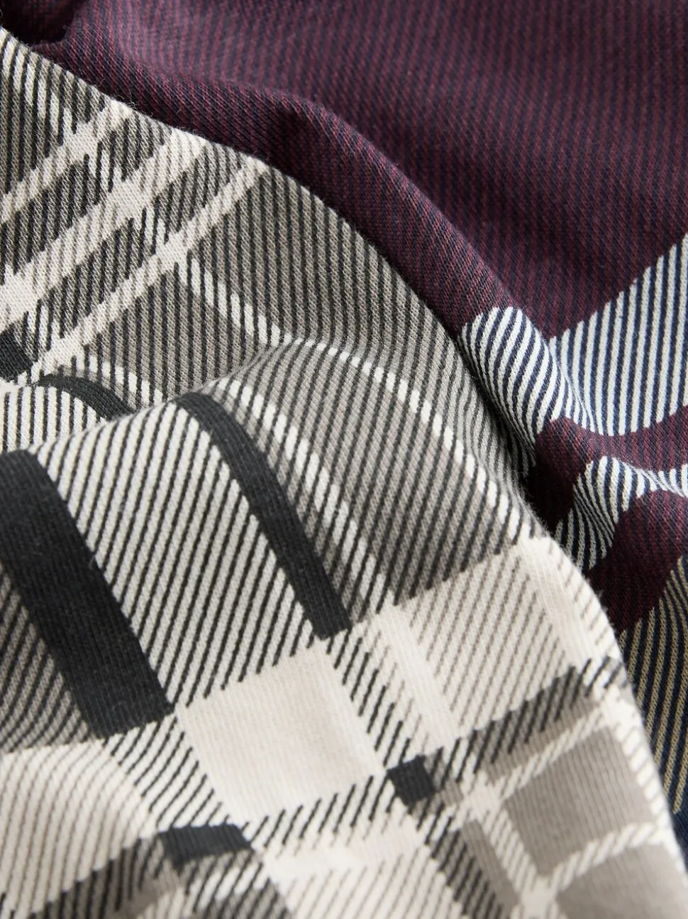 Plum Purple/ Neutral Check Jersey Pyjama Bottoms 2 Pack