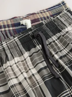 Plum Purple/ Neutral Check Jersey Pyjama Bottoms 2 Pack