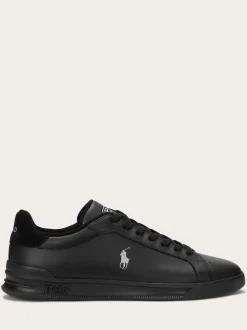 Polo Ralph Lauren Black Heritage Court II Leather Trainers
