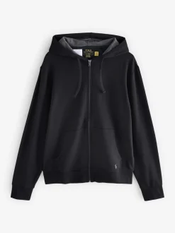 Polo Ralph Lauren Black Loungewear Zip Through Jersey Stretch Hoodie