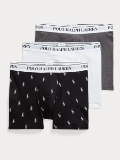 Polo Ralph Lauren Black Long Cotton Stretch Contrast Waistband Boxers 3 Pack