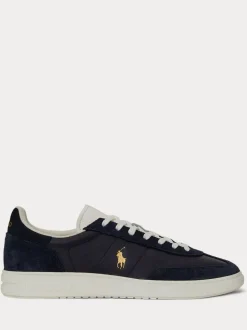 Polo Ralph Lauren Blue Bedford PP Leather and Suede Mix Low Top Trainers