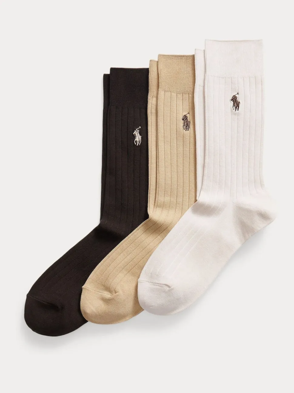 Polo Ralph Lauren Brown Egyptian Ribbed Crew Ankle Socks 3 Pack