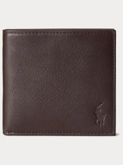 Polo Ralph Lauren Brown Pebbled Leather Billfold Wallet