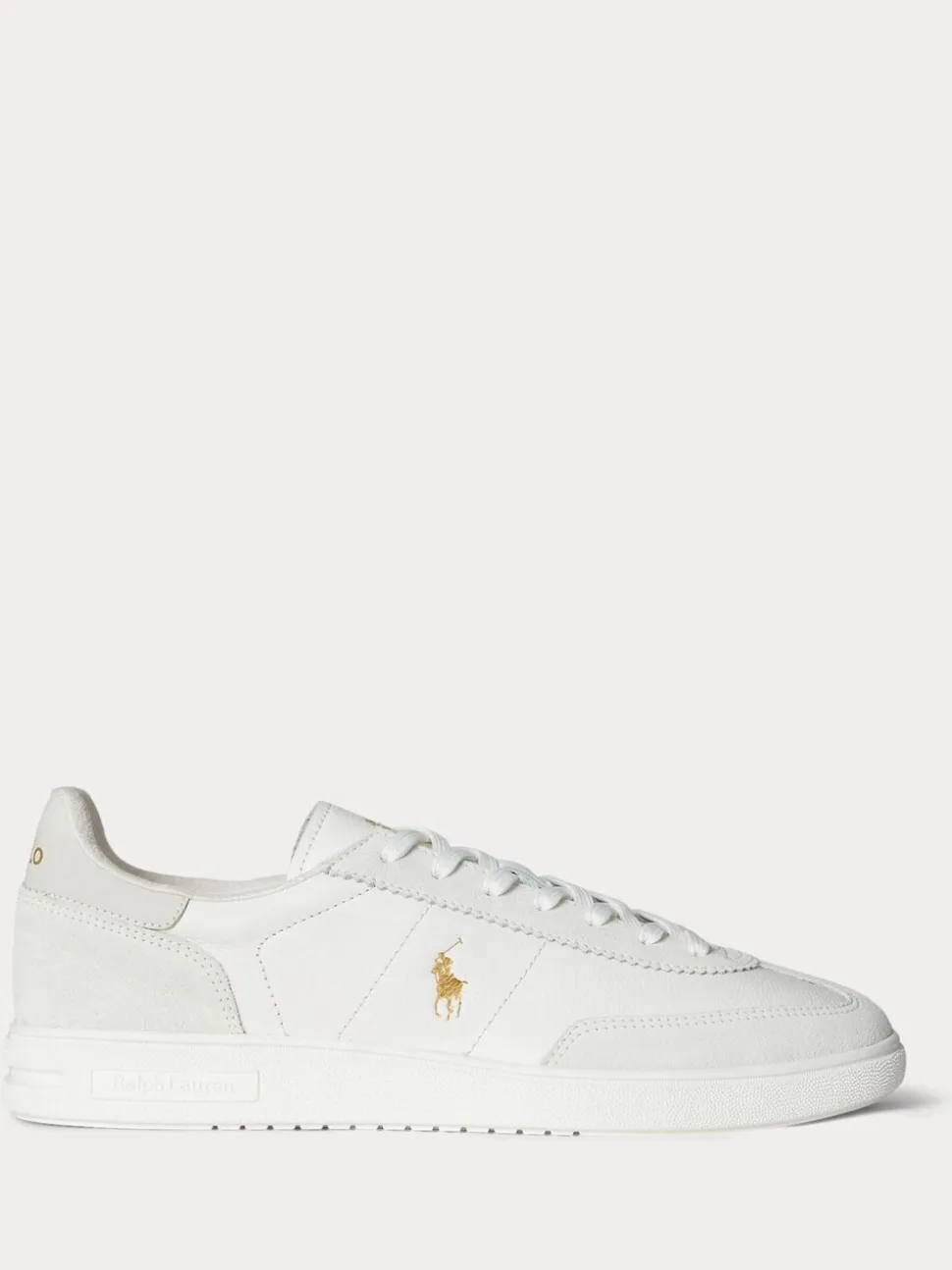 Polo Ralph Lauren Cream Bedford PP Leather and Suede Mix Low Top Trainers