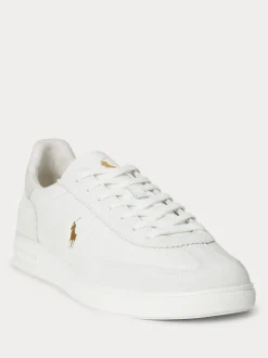 Polo Ralph Lauren Cream Bedford PP Leather and Suede Mix Low Top Trainers