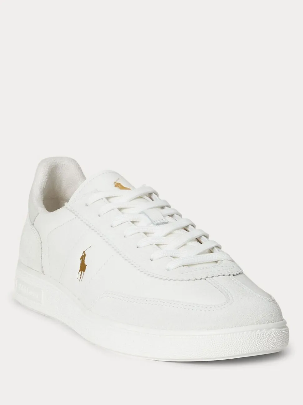 Polo Ralph Lauren Cream Bedford PP Leather and Suede Mix Low Top Trainers