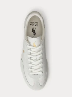 Polo Ralph Lauren Cream Bedford PP Leather and Suede Mix Low Top Trainers