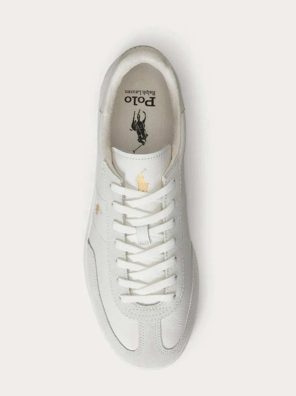Polo Ralph Lauren Cream Bedford PP Leather and Suede Mix Low Top Trainers