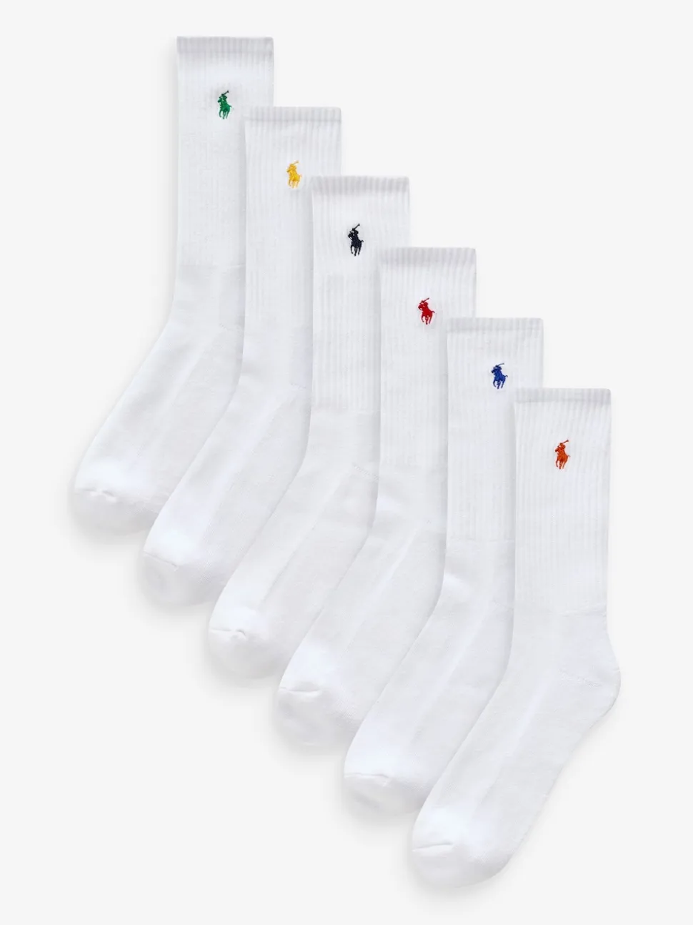 Polo Ralph Lauren Off White Ribbed Crew Socks 6 Pack