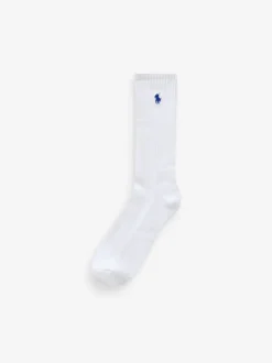 Polo Ralph Lauren Off White Ribbed Crew Socks 6 Pack